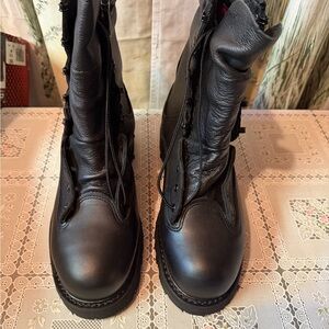 Men's Black Leather Lace-Up Combat Boots